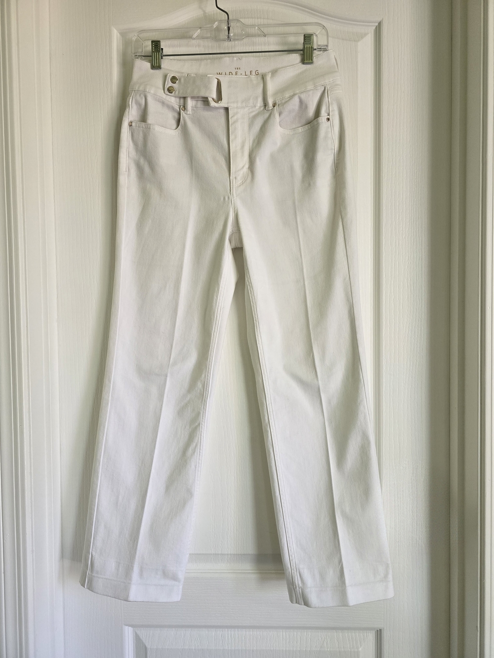 White House Black Market Minimalist Cream Wide-Leg High Rise Jeans, Size 4 - Picture 3 of 12